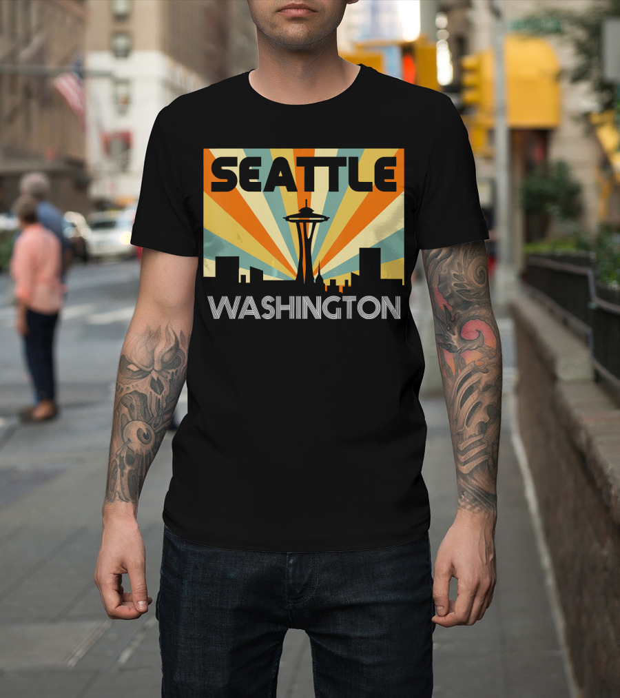 Seattle Washington Retro V Skyline T-Shirt