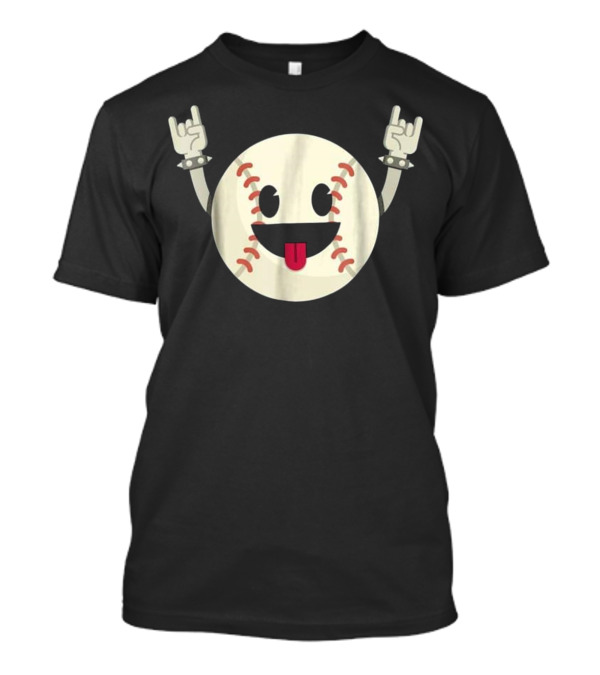 Dancing Baseball Ball Funny Rock And Roll Face T-Shirt