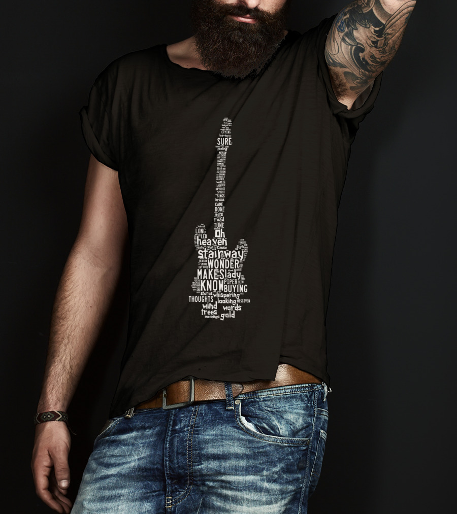 Stairway LZ 70's Words Guitar Heaven T-Shirt