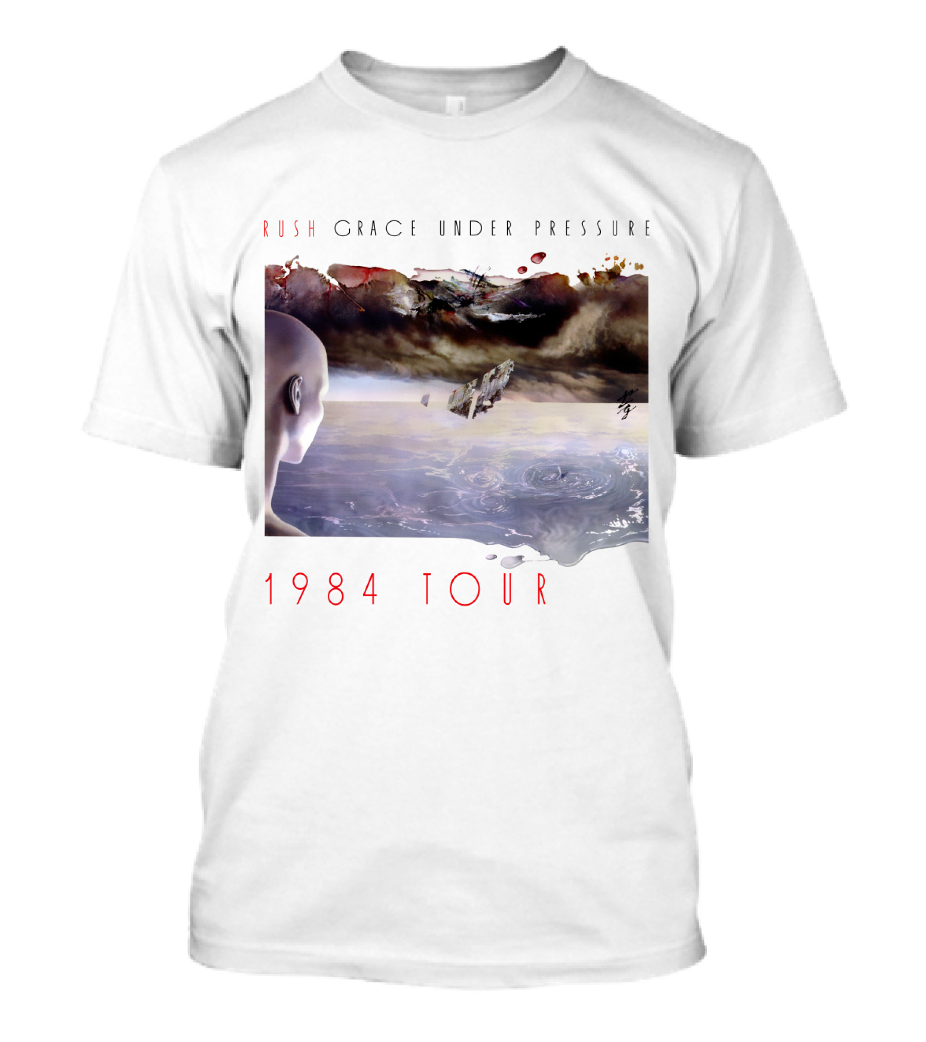 Rush Grace Under Pressure 1984 Tour Live Artwork T-Shirt