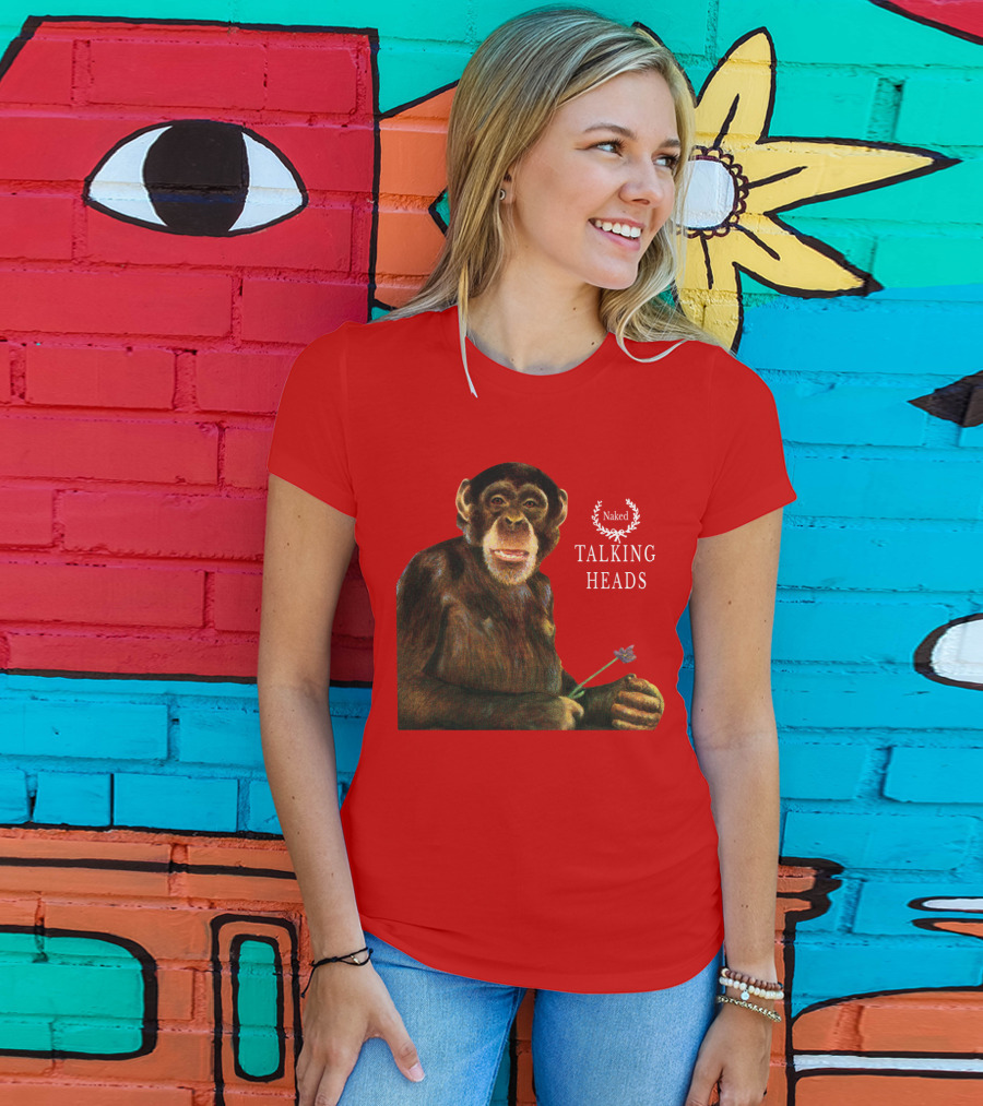 Naked Talking Heads Nothing But Flowers Monkey Holding Flower T-Shirt