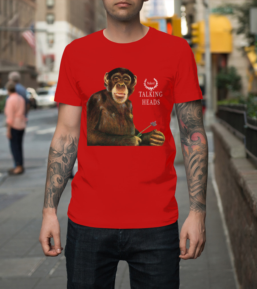 Naked Talking Heads Nothing But Flowers Monkey Holding Flower T-Shirt