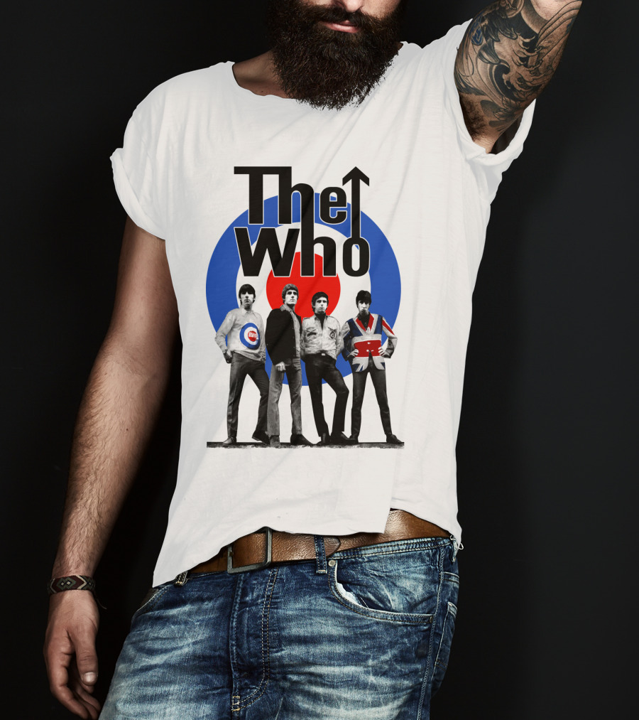 The Who Band Members With British Mod Target T-Shirt
