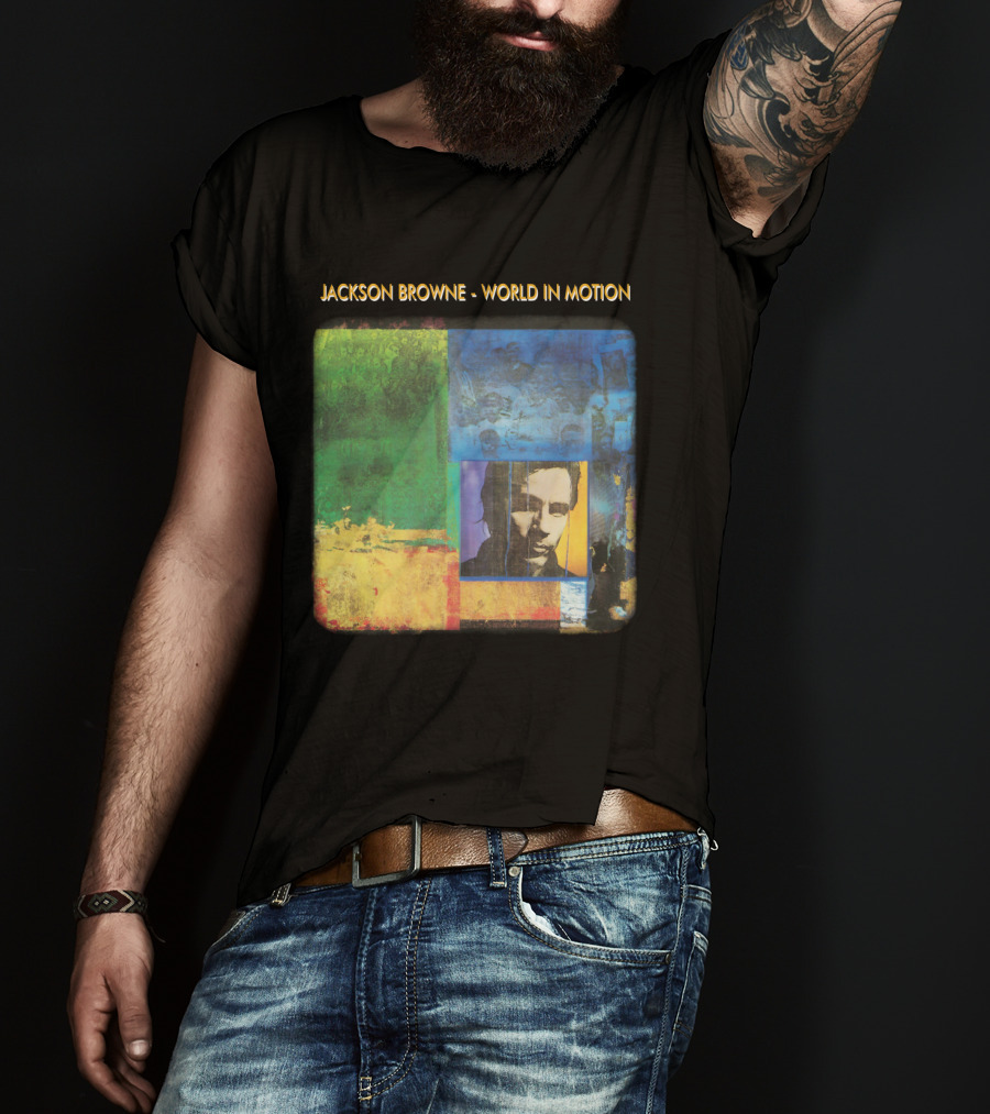 Jackson Browne World In Motion Album Cover Collage T-Shirt