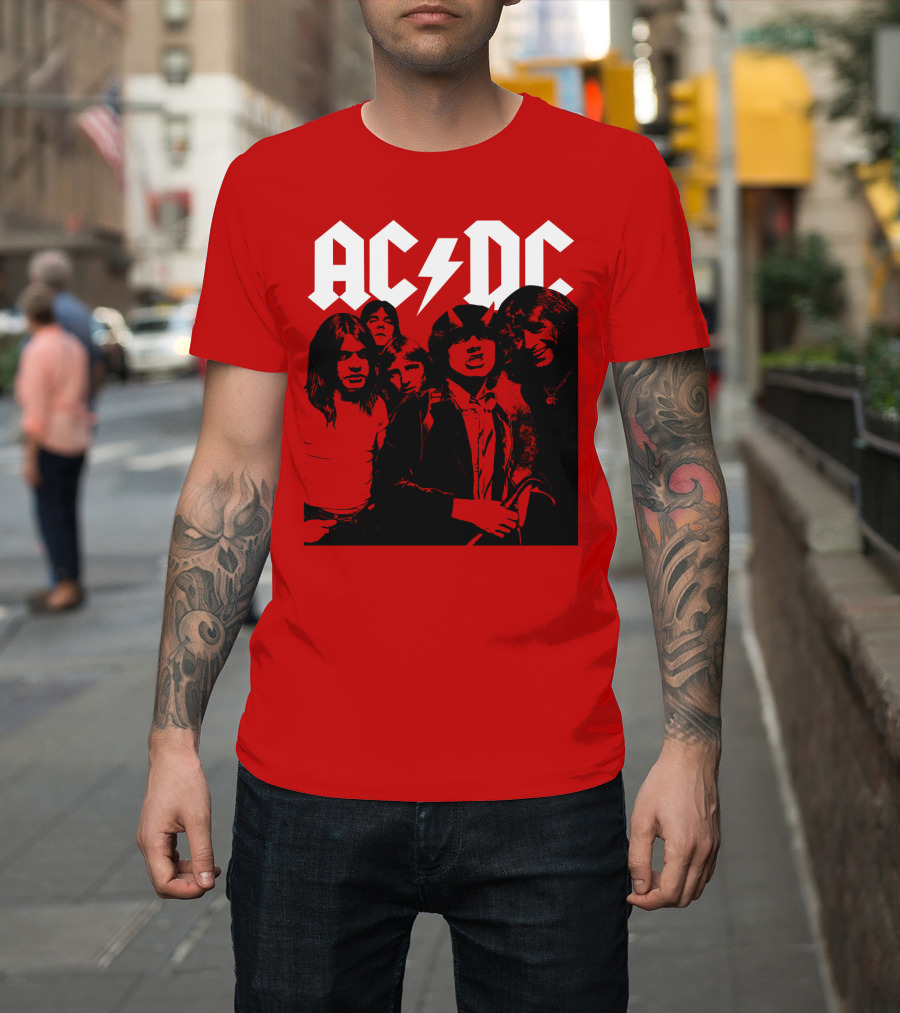 Acdc Band Classic Members Black And White Photo Vintage Style T-Shirt
