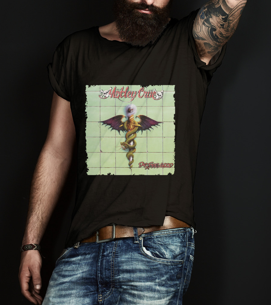 Mötley Crüe Dr. Feelgood Winged Caduceus Snake T-Shirt