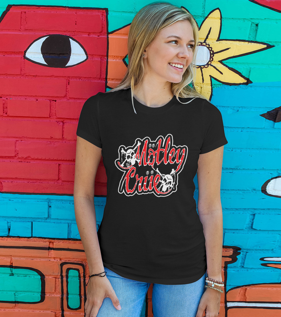 Mötley Crüe Skull Logo With Red And Black T-Shirt
