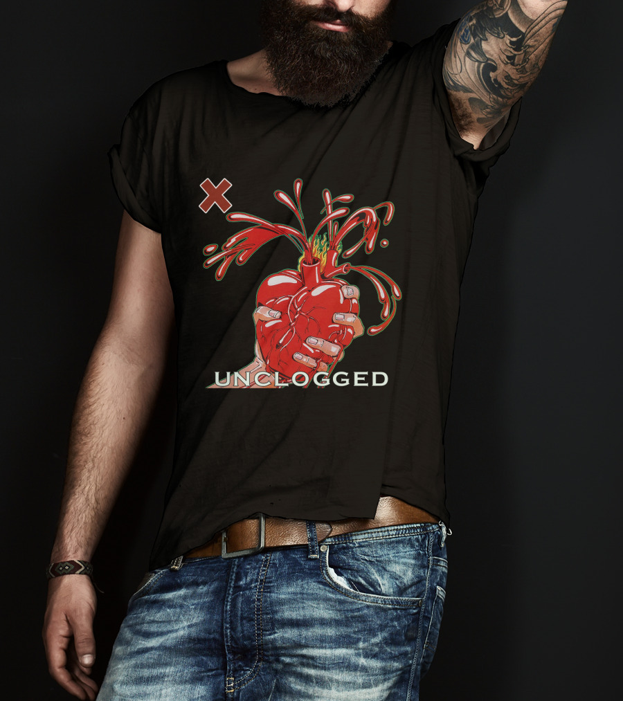 X 07 Unclogged Heart In Hand With Splashing Visuals T-Shirt