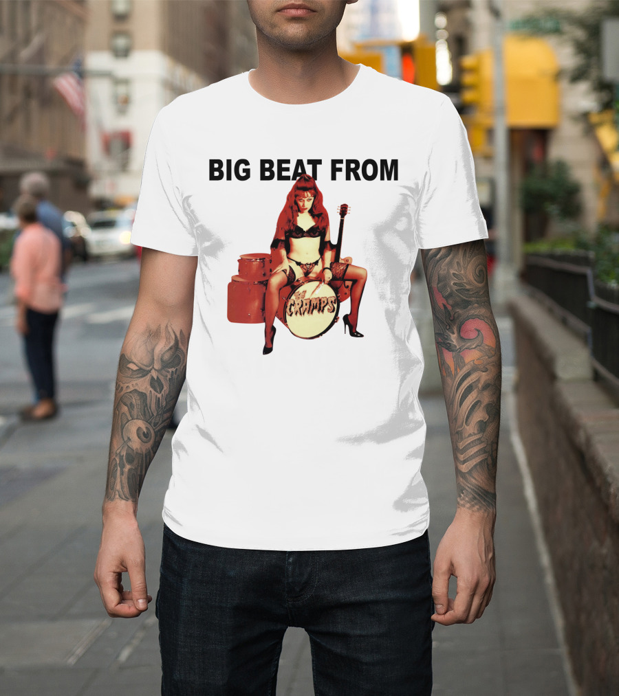 Big Beat From Badsville Cramps Tcr 18 Drummer Pinup T-Shirt