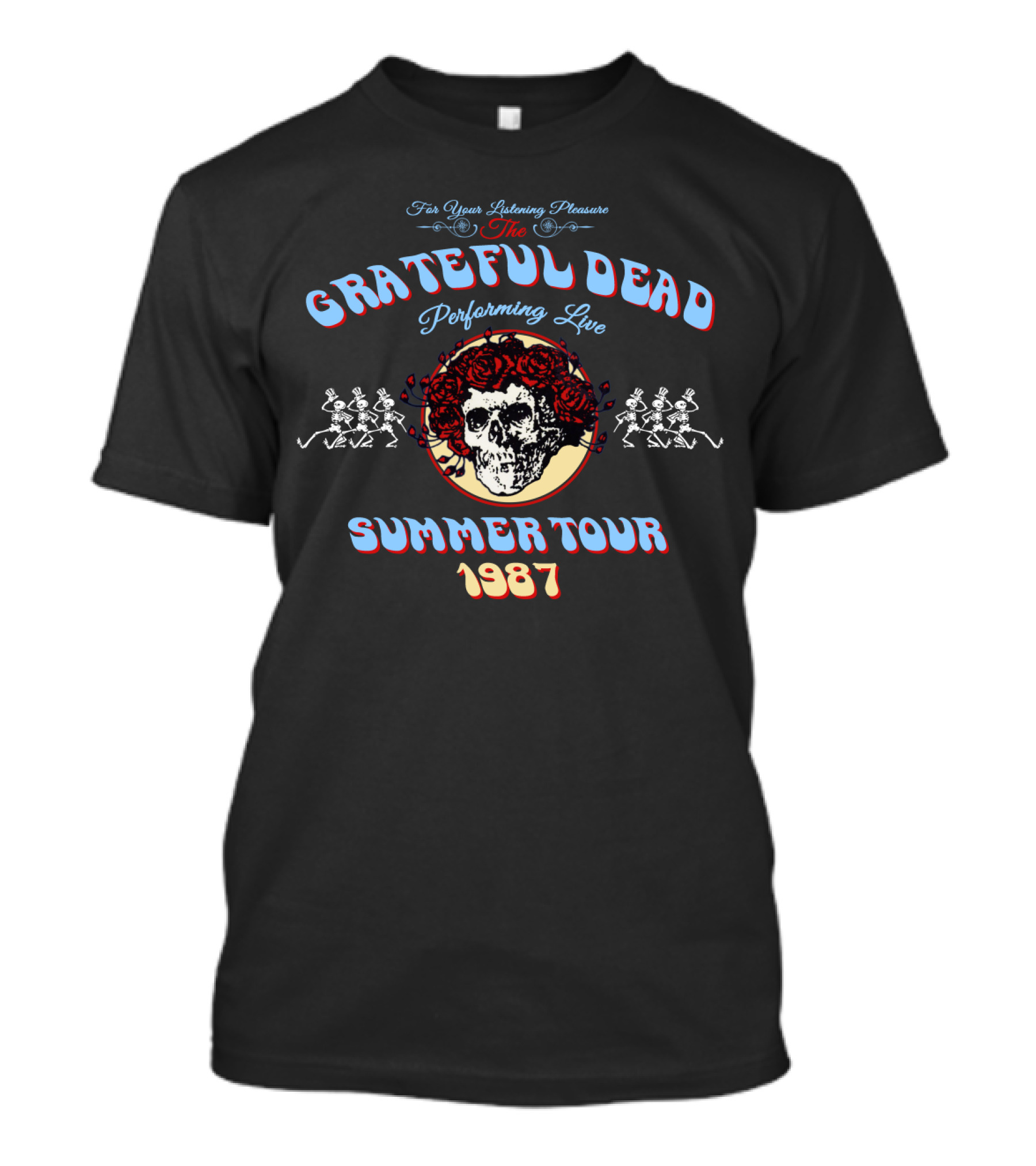 Grateful Dead Performing Live Summer Tour 1987 Skull Roses T-Shirt