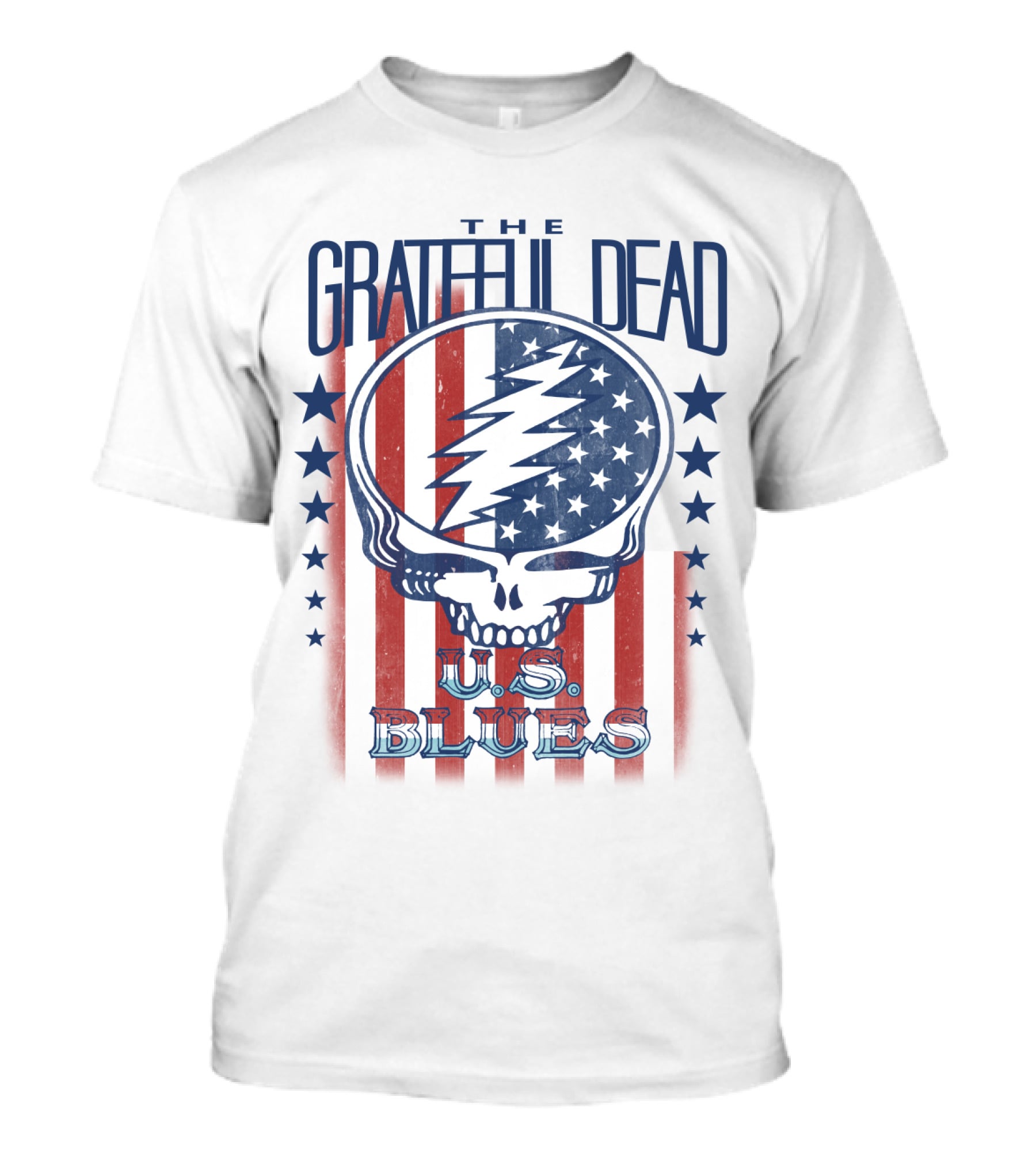 The Grateful Dead U.s. Blues Skull Lightning Bolt Stars And Stripes T-Shirt