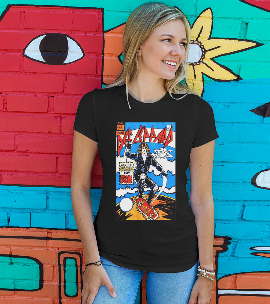 Def Leppard And The Women Of Doom Comic Style Artwork T-Shirt