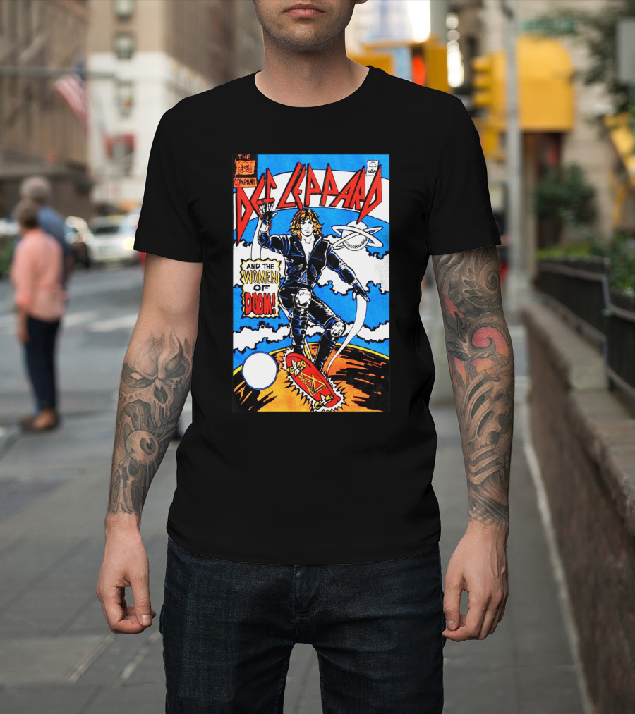 Def Leppard And The Women Of Doom Comic Style Artwork T-Shirt