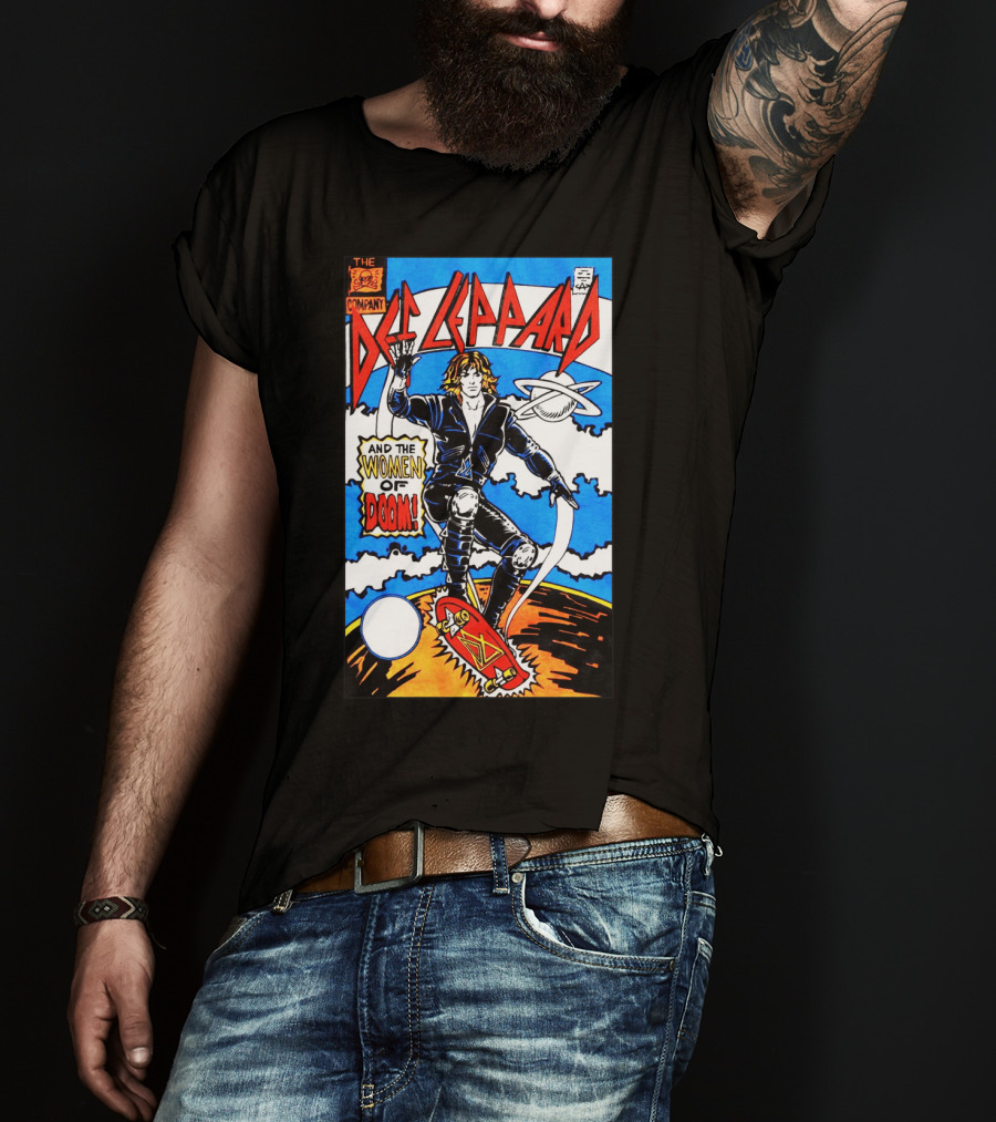 Def Leppard And The Women Of Doom Comic Style Artwork T-Shirt