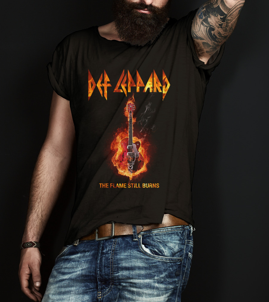 Def Leppard The Flame Still Burns Guitar Fire T-Shirt