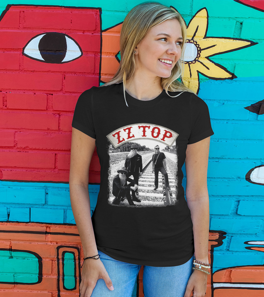 Zz Top Band On Railroad Tracks T-Shirt