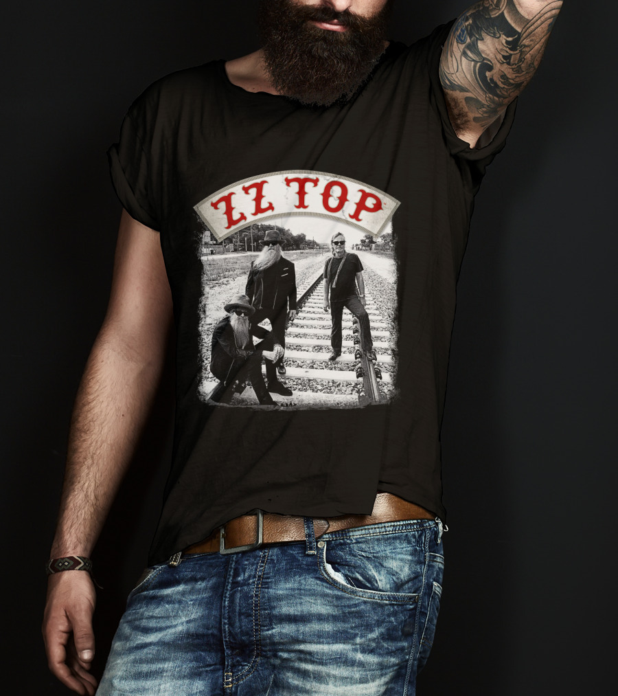 Zz Top Band On Railroad Tracks T-Shirt