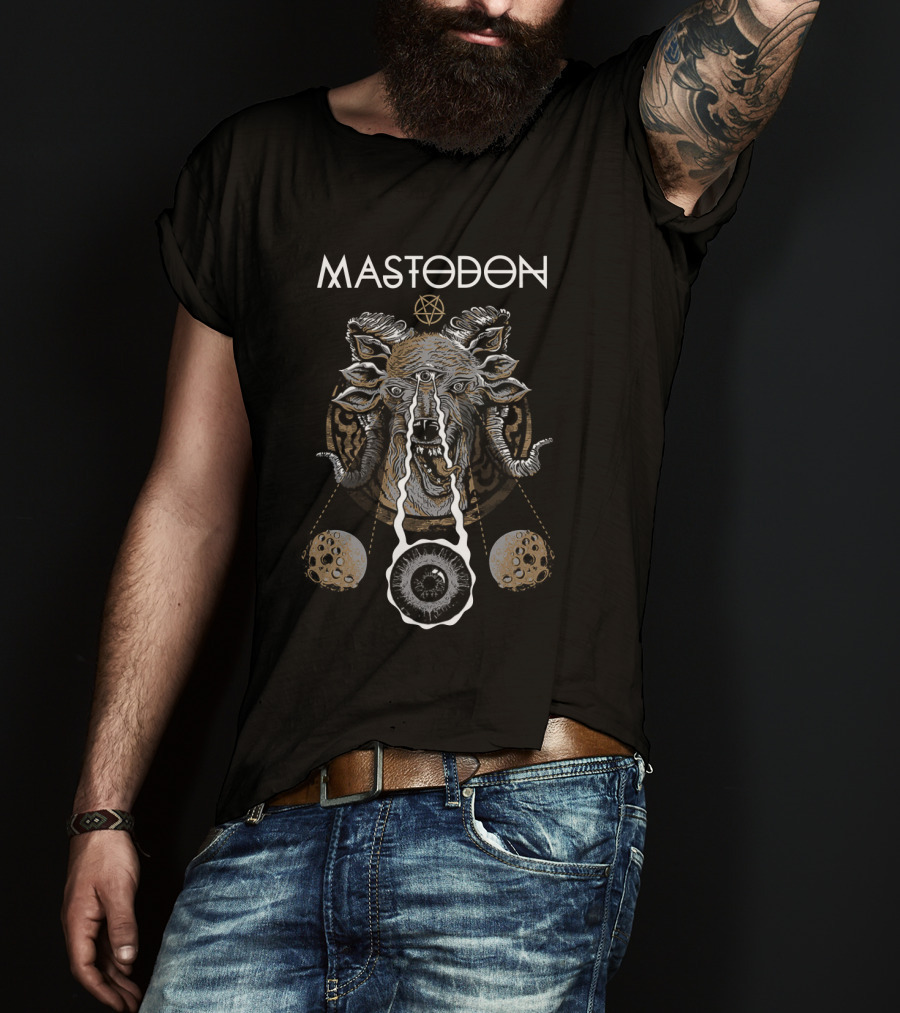 Mastodon Surreal Beast Pentagram Eye And Cosmic Elements T-Shirt