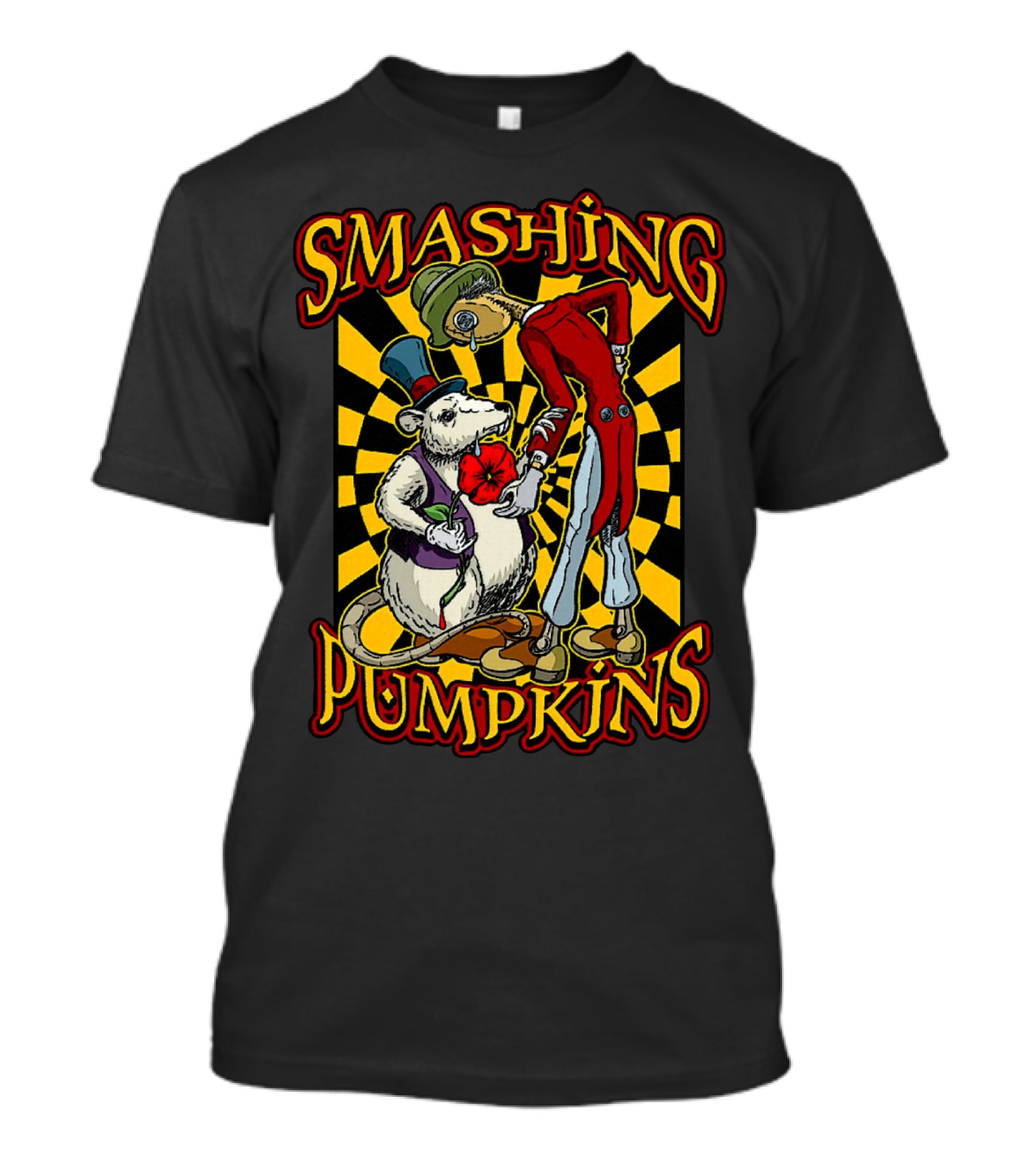 Smashing Pumpkins Alice In Wonderland Style Mad Hatter And White Rabbit T-Shirt