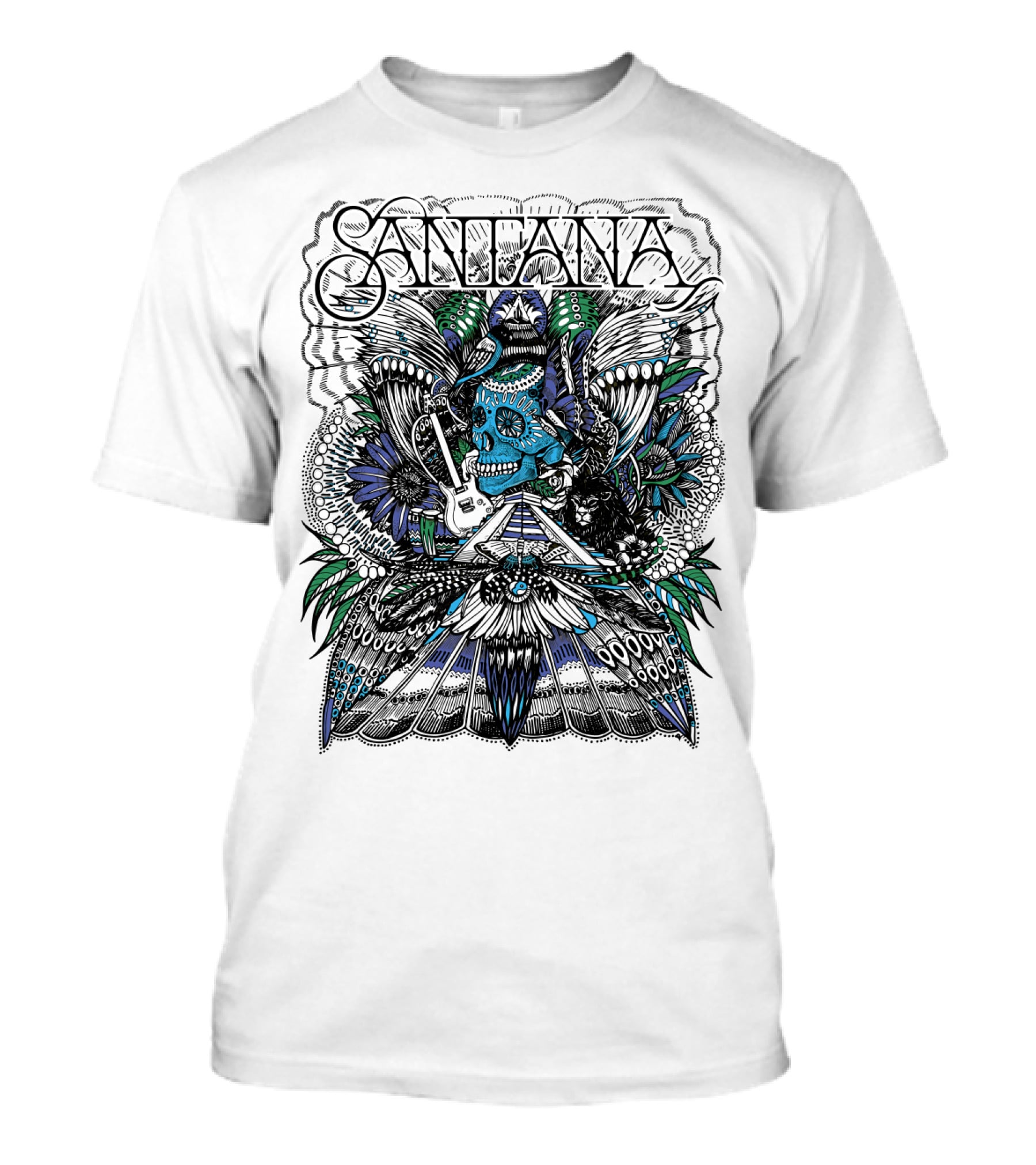 Santana Skull Guitar Art Stn T-Shirt