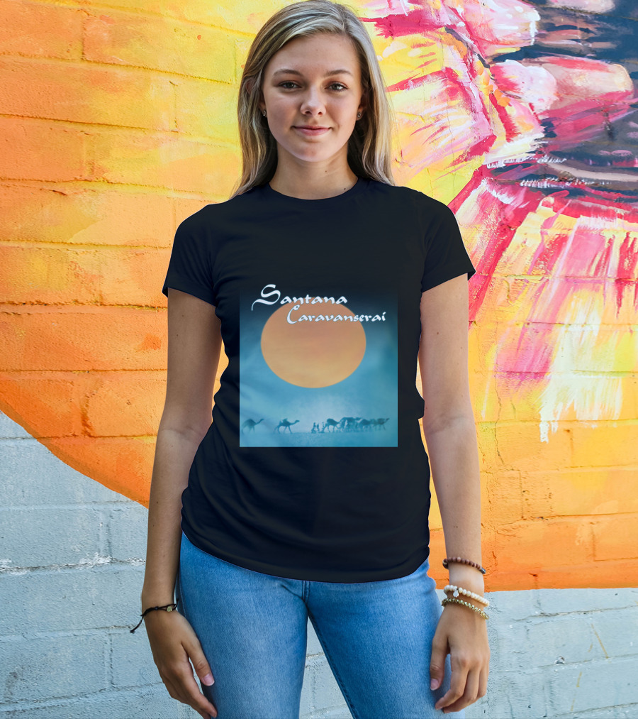 Santana Caravanserai Desert Caravan Under Orange Moon T-Shirt