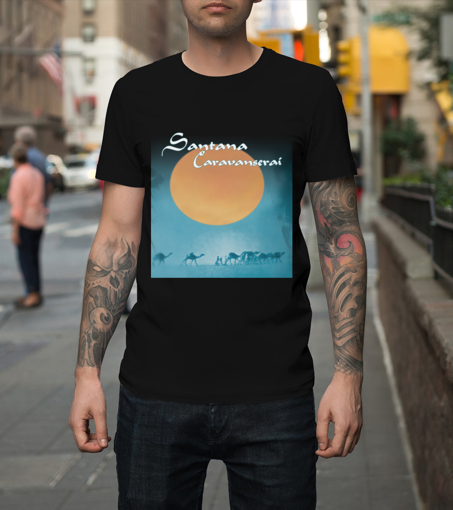 Santana Caravanserai Desert Caravan Under Orange Moon T-Shirt