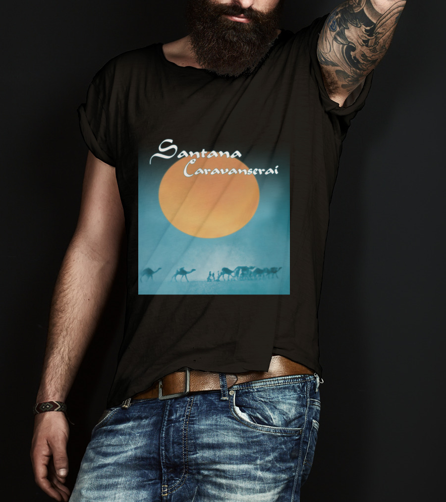Santana Caravanserai Desert Caravan Under Orange Moon T-Shirt