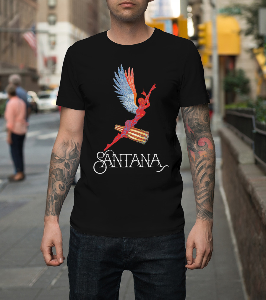 Santana Angel With Winged Figure On Drum T-Shirt
