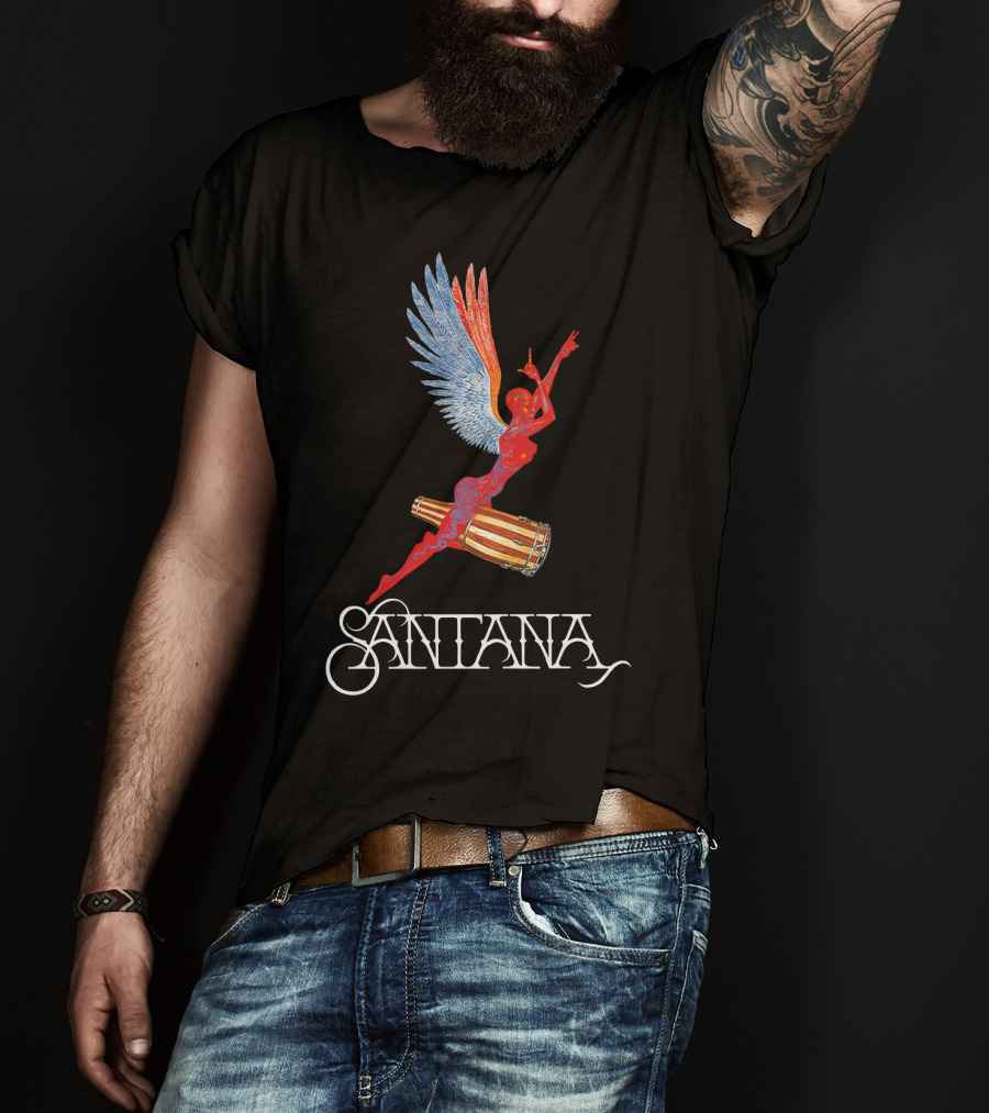 Santana Angel With Winged Figure On Drum T-Shirt