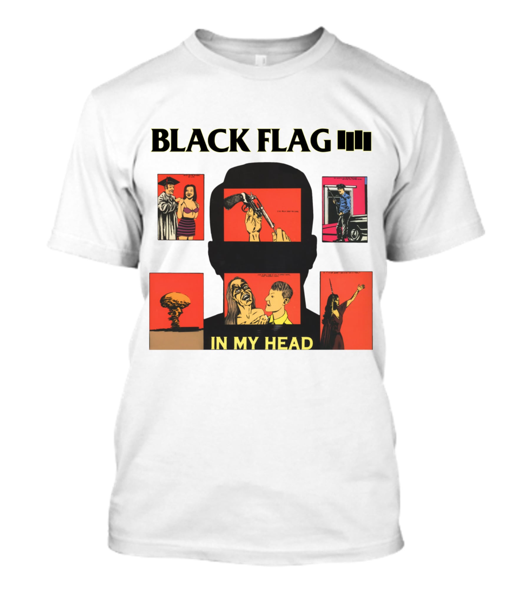 Black Flag In My Head Album Cover Artwork With Iconic Imagery And T-Shirt