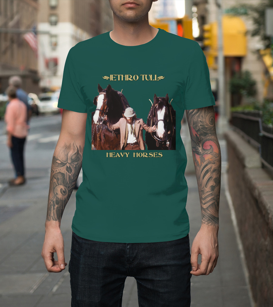 Jethro Tull Heavy Horses Album Cover With Horses And Figure T-Shirt