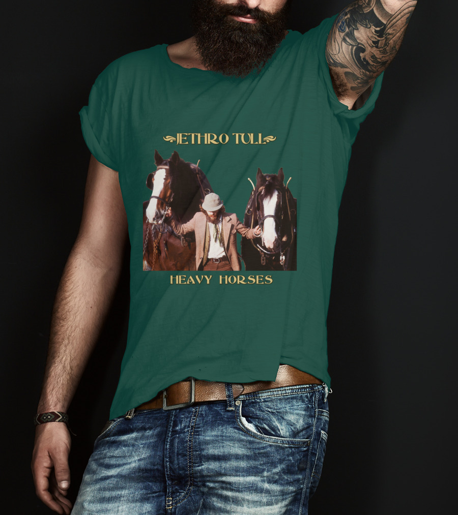 Jethro Tull Heavy Horses Album Cover With Horses And Figure T-Shirt