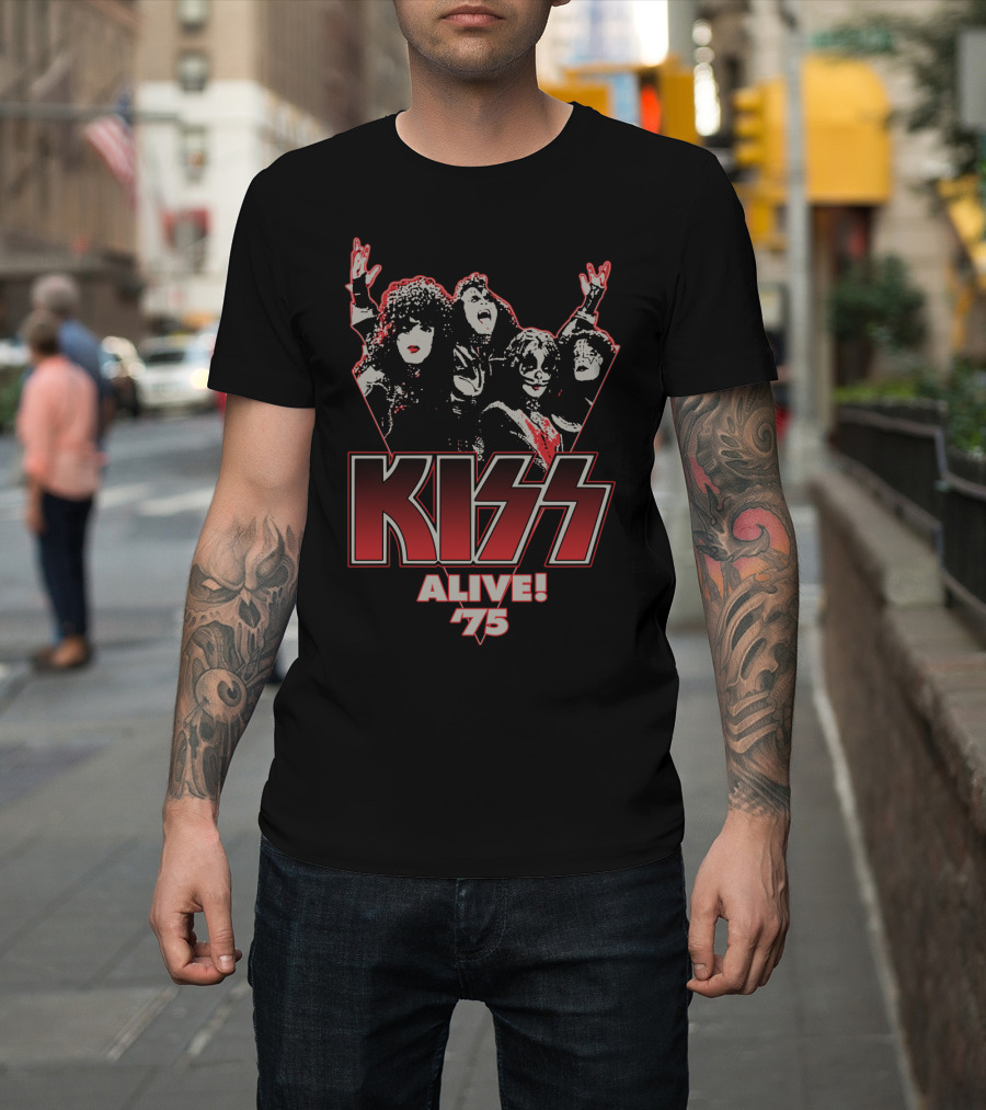 Kiss Alive 75 Concert Tour Poster Iconic Band Members T-Shirt