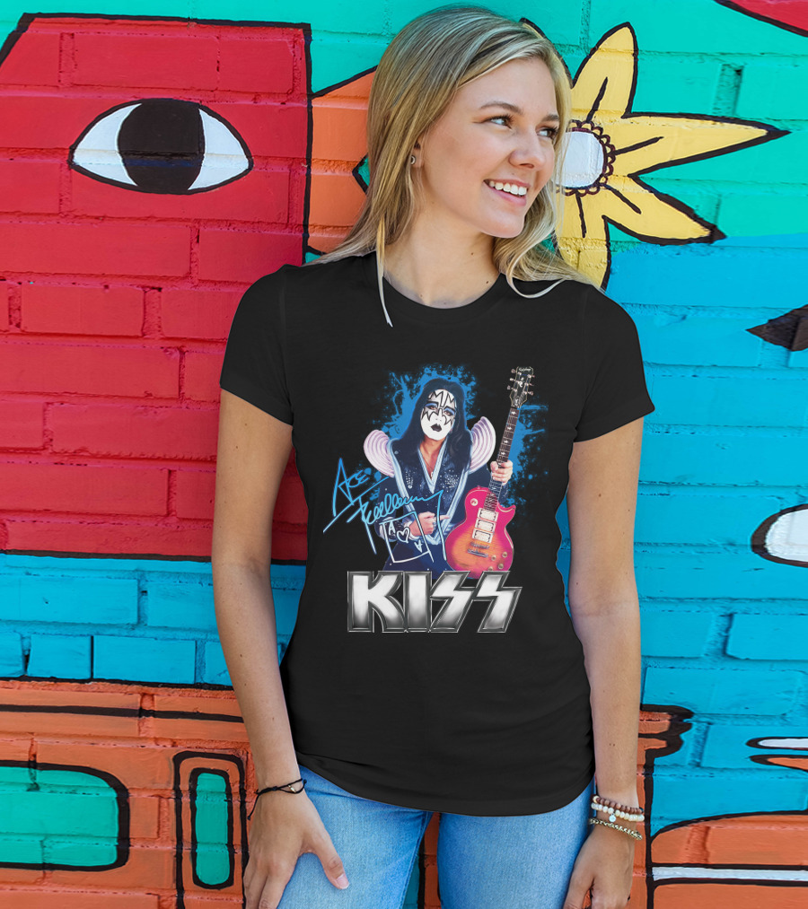 Kiss Ace Frehley Signature Graphic Guitar Art T-Shirt