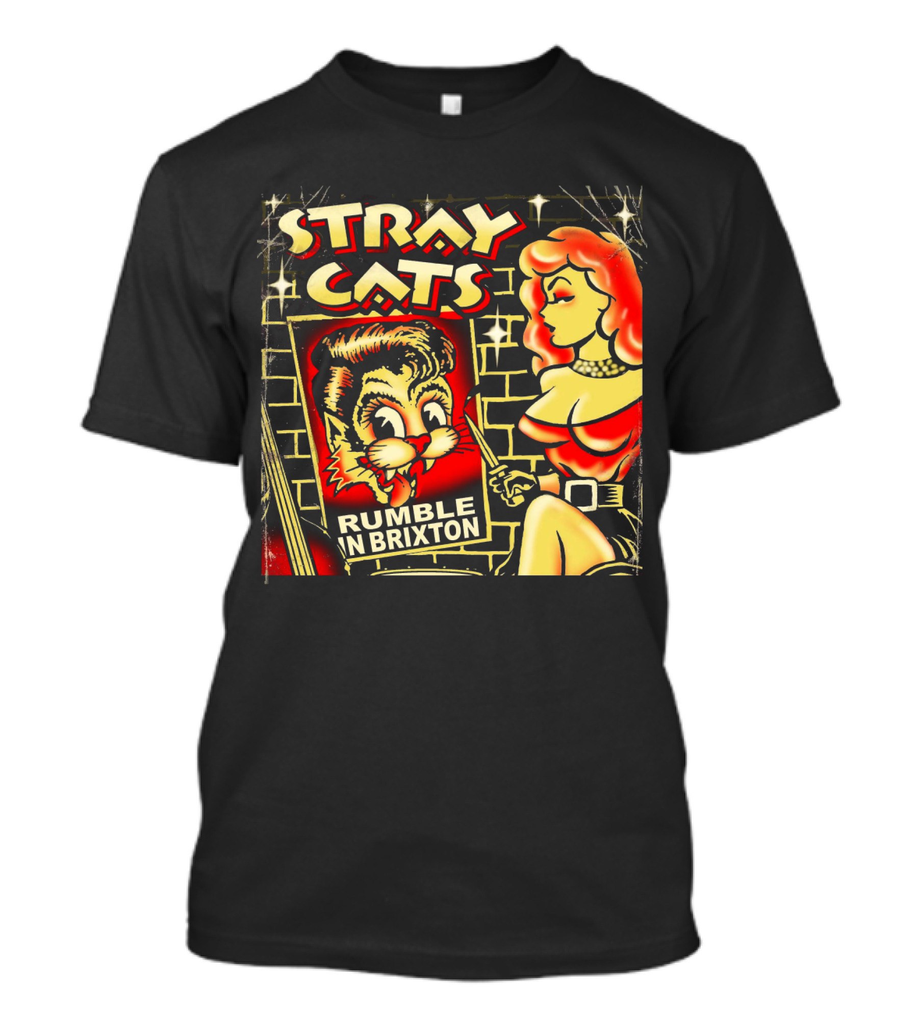 Stray Cats Rumble In Brixton Retro Style T-Shirt