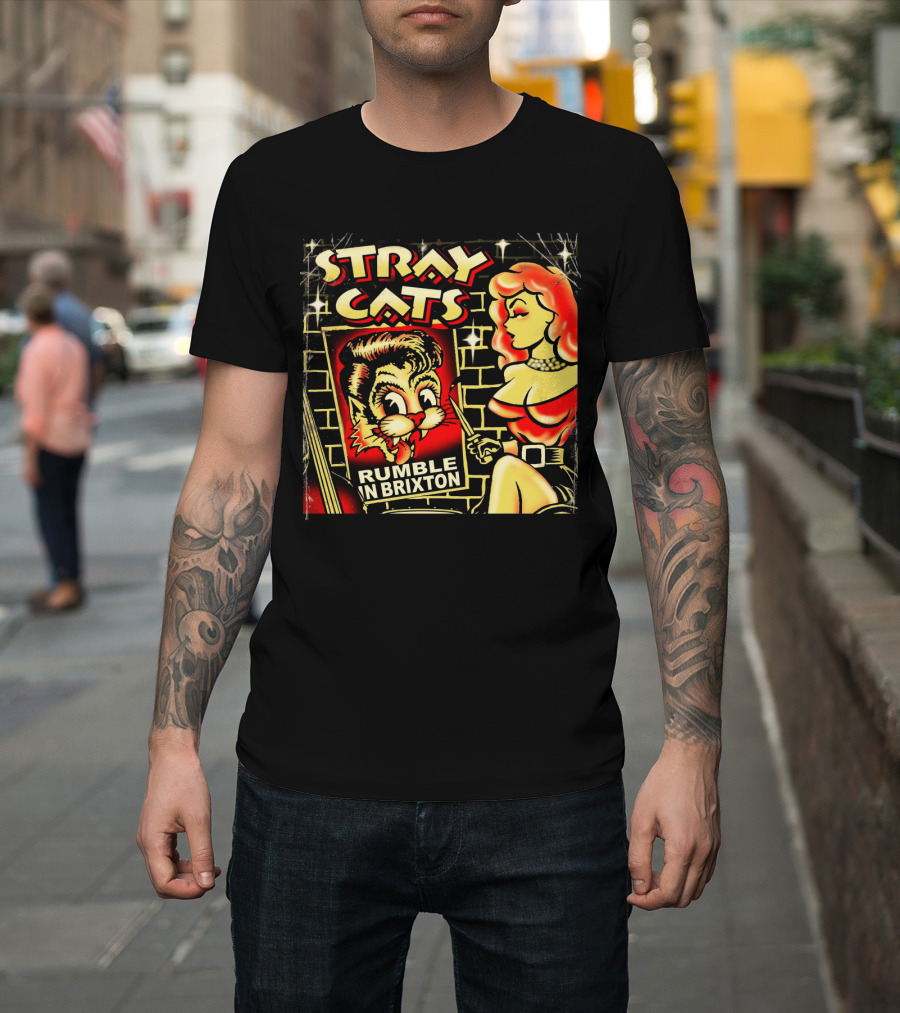 Stray Cats Rumble In Brixton Retro Style T-Shirt