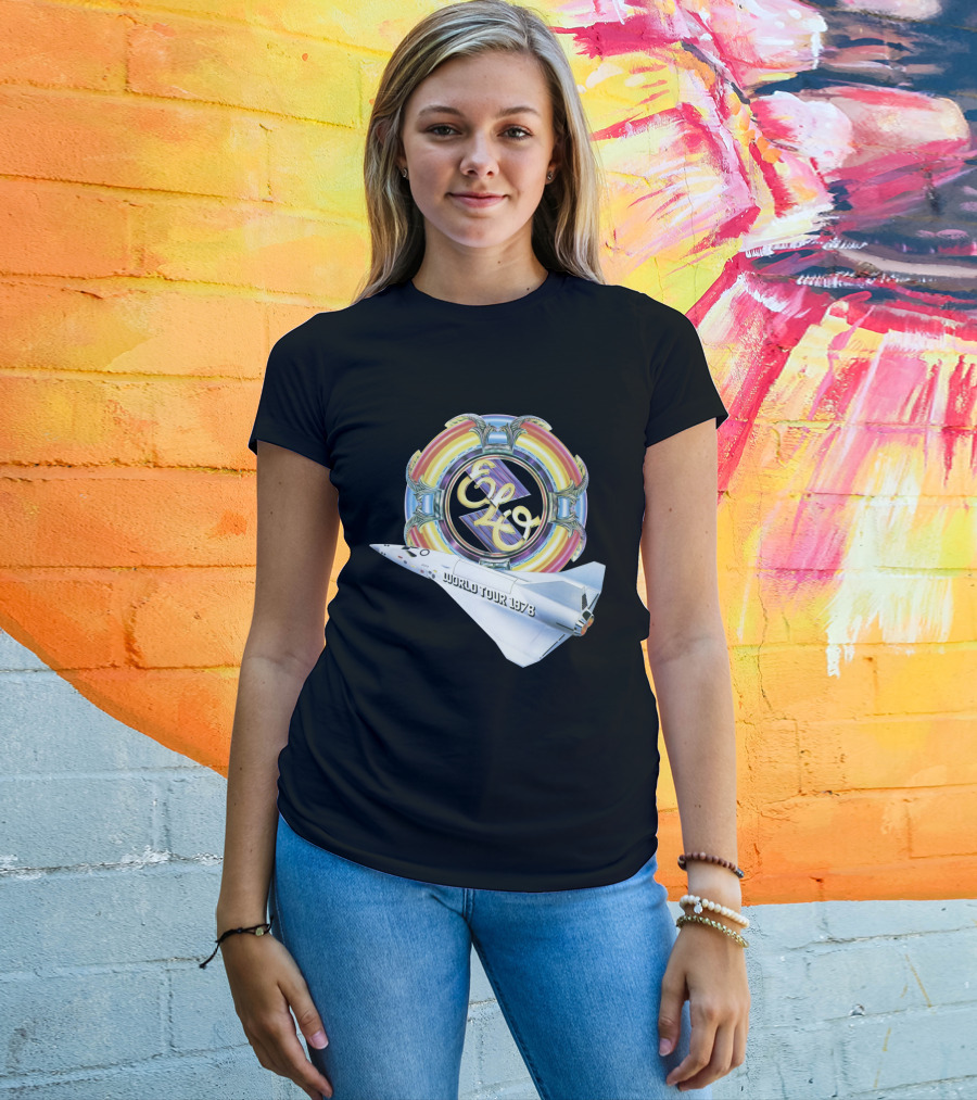 Electric Light Orchestra World Tour 1978 Logo With Spacecraft T-Shirt