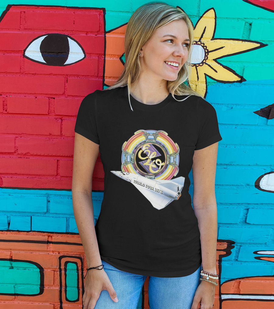 Electric Light Orchestra World Tour 1978 Logo With Spacecraft T-Shirt