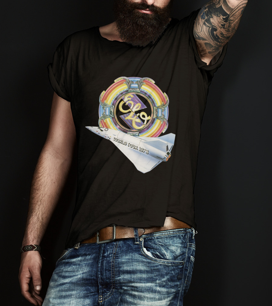 Electric Light Orchestra World Tour 1978 Logo With Spacecraft T-Shirt