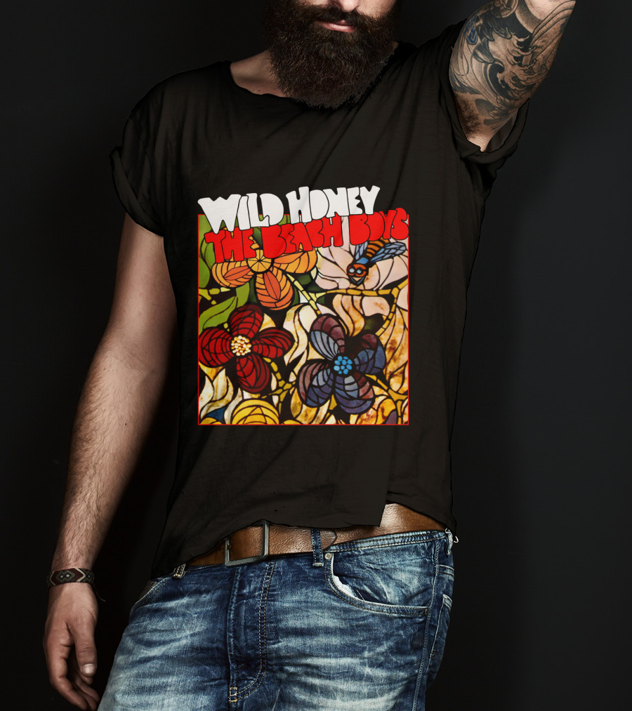 Wild Honey The Beach Boys Flowers And Bee Stained Glass Style T-Shirt