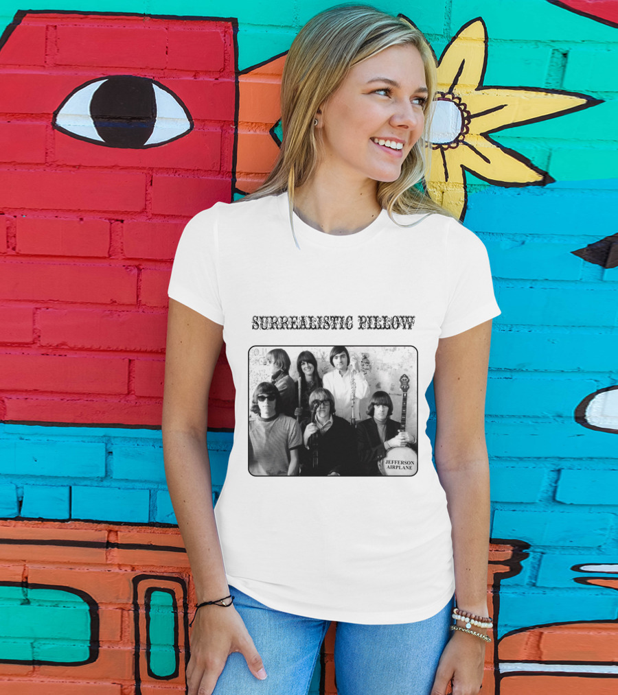 Surrealistic Pillow Jefferson Airplane Album Cover Black And White Photography T-Shirt