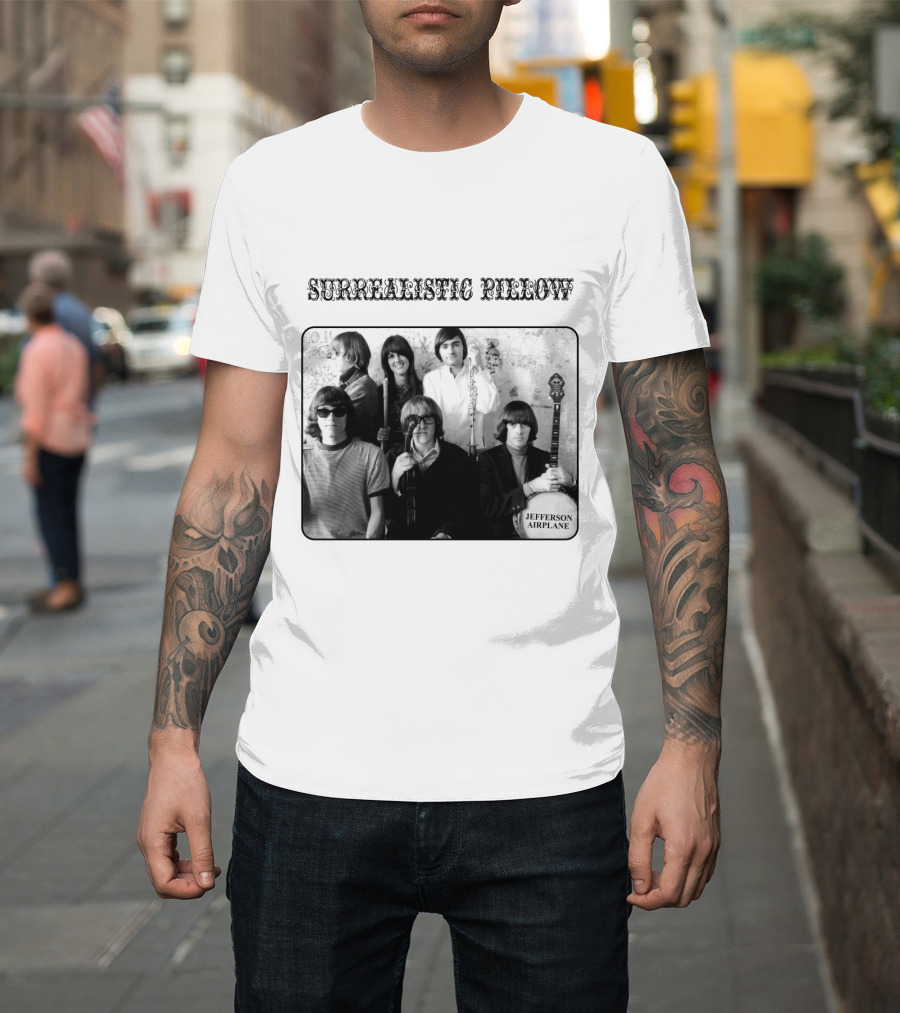 Surrealistic Pillow Jefferson Airplane Album Cover Black And White Photography T-Shirt