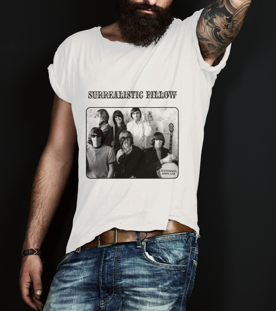 Surrealistic Pillow Jefferson Airplane Album Cover Black And White Photography T-Shirt