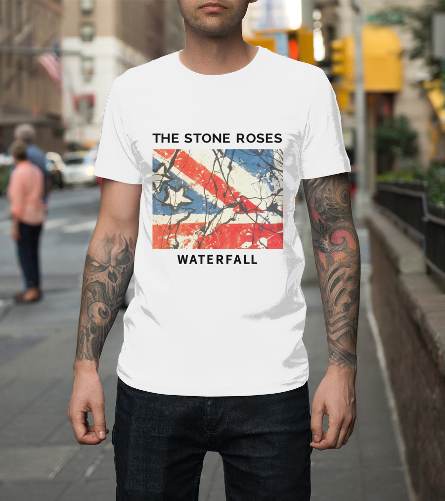 The Stone Roses Waterfall Union Jack Splatter Art T-Shirt