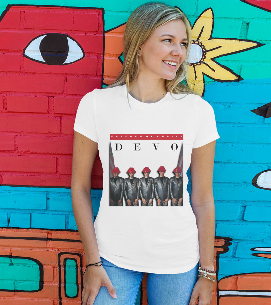 Freedom Of Choice Devo Red Hat Band Members T-Shirt