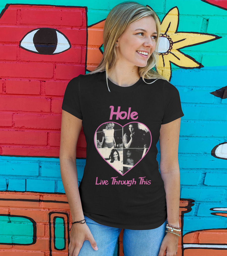 Hole Live Through This Heart Collage T-Shirt