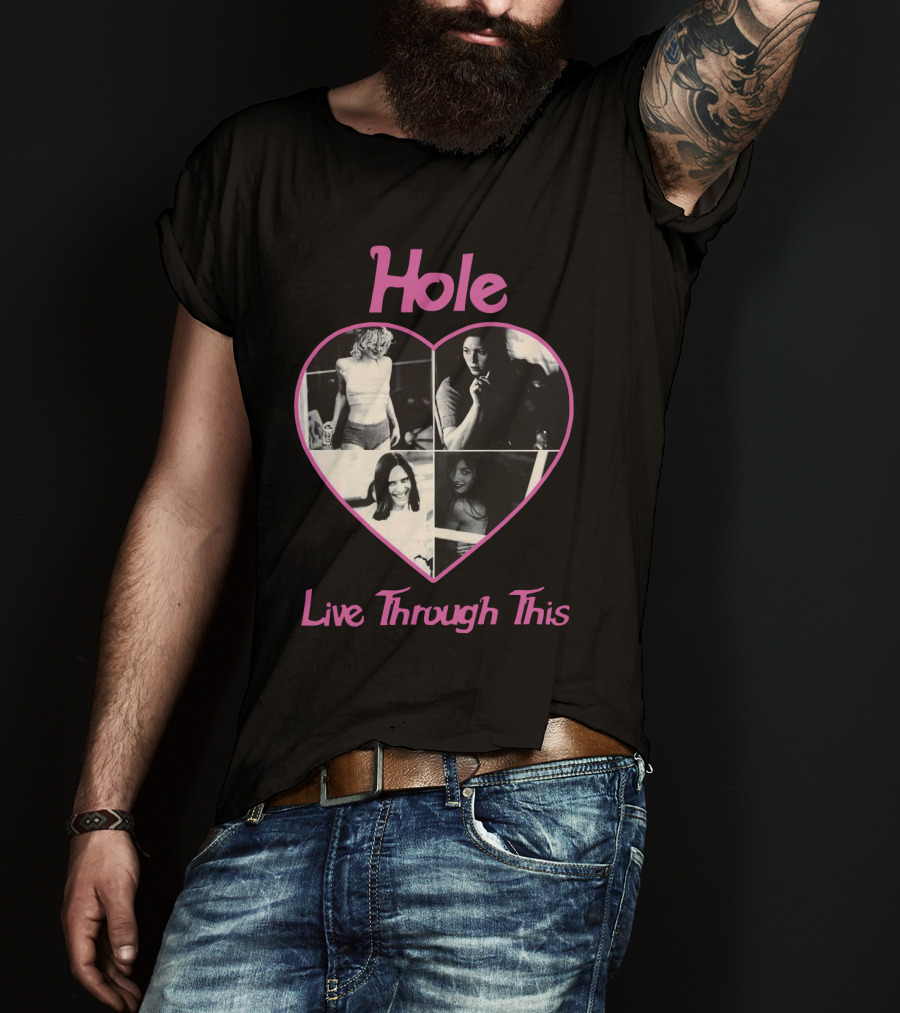 Hole Live Through This Heart Collage T-Shirt