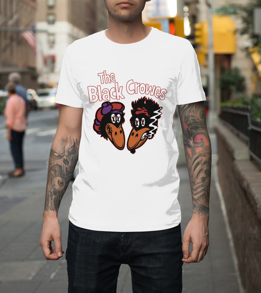 The Black Crowes Cartoon Band Logo Two Characters Smoking T-Shirt