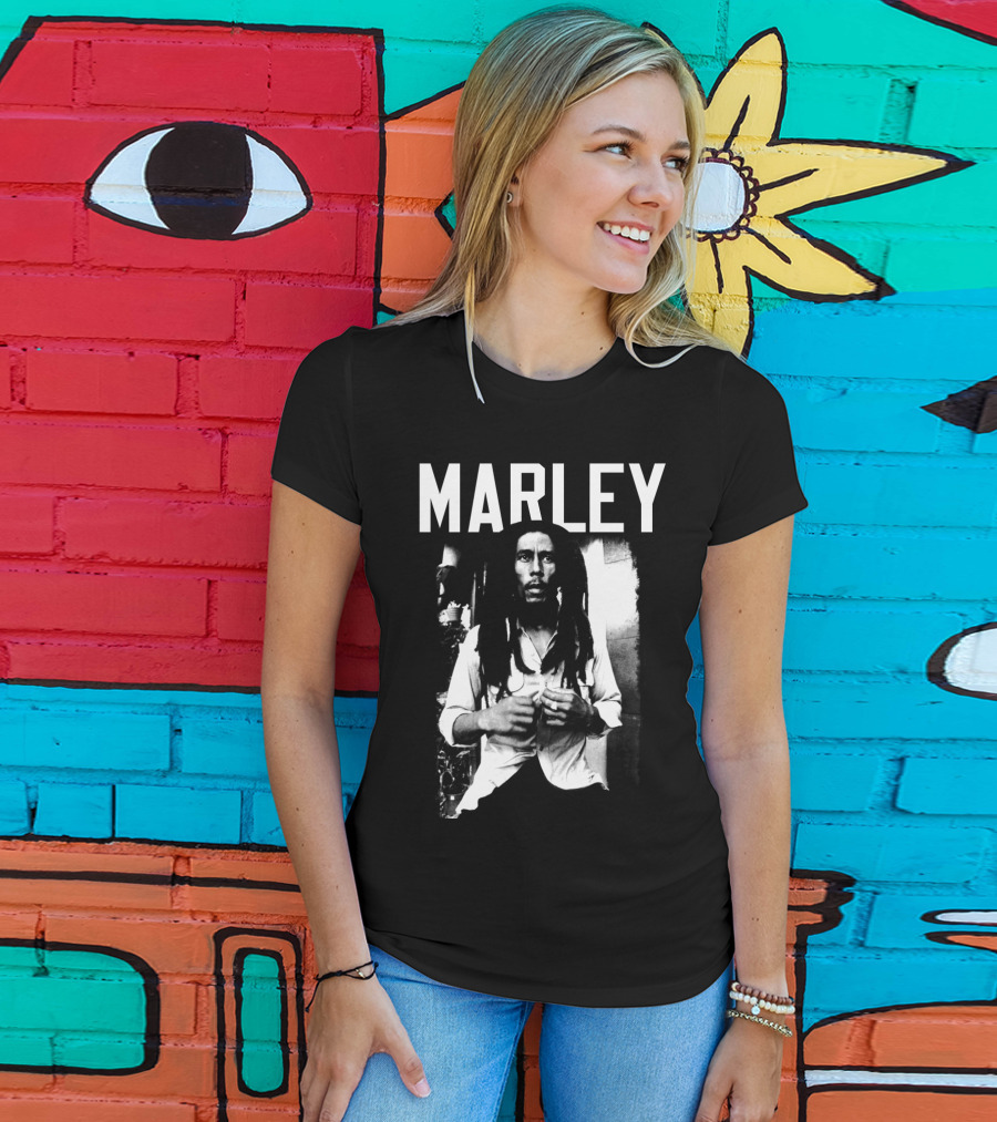 Marley Reggae Legend Iconic Portrait Black And White T-Shirt