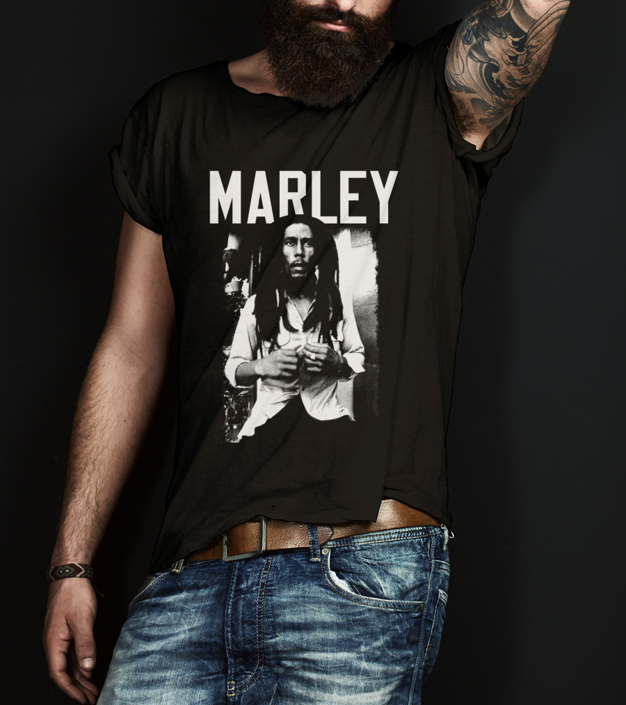 Marley Reggae Legend Iconic Portrait Black And White T-Shirt